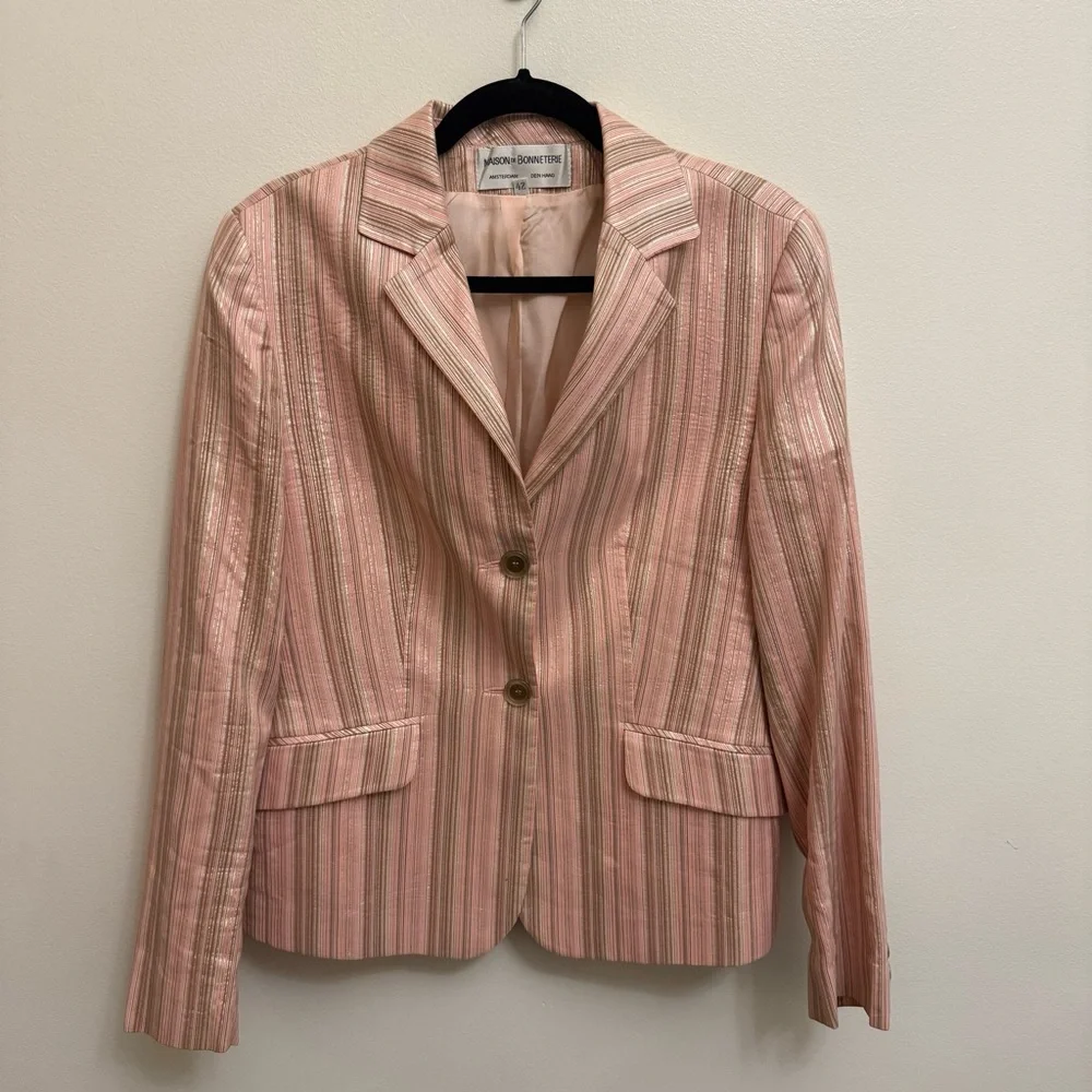 Maison de Bonneterie Blazer 42 Pink Metallic Stripe Amsterdam Designer Jacket